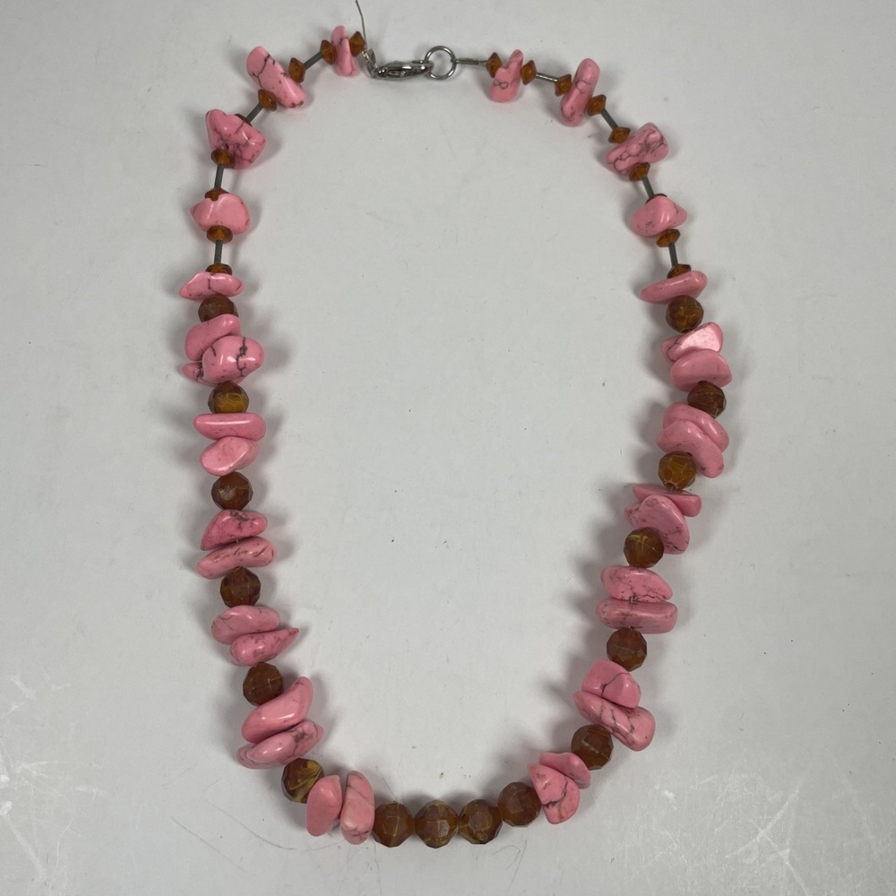 Pink Chunky Howlite Style Statement Bead Necklace